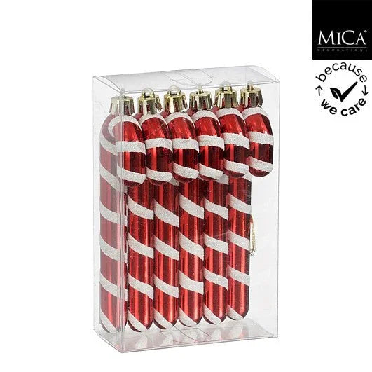 Sett med Candy Cane juletrepynt - 6 stk sukkerstang - Juletrepynt.no