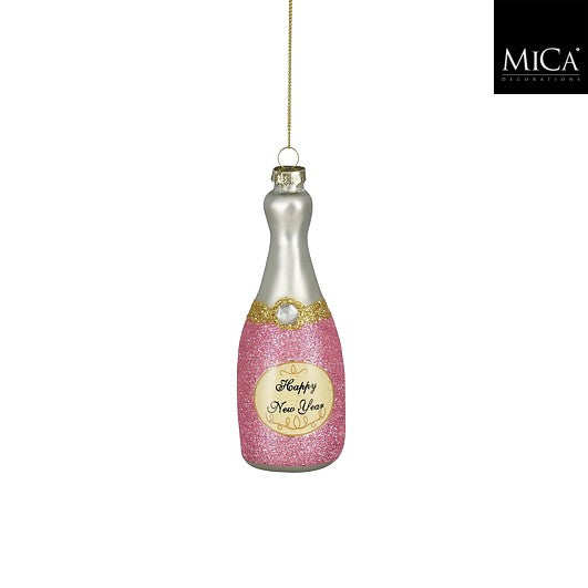 Juletrepynt rosa champagneflaske