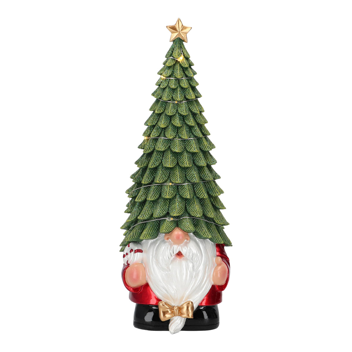 Nisse med LED-tre på hodet - gnom - grønn - Julelysbutikken.no