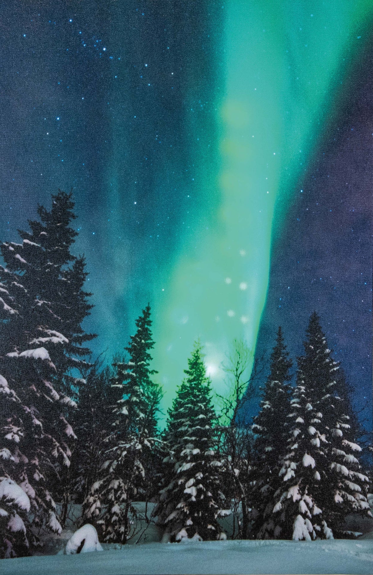 Nordlys - bilde på lerret med led-lys