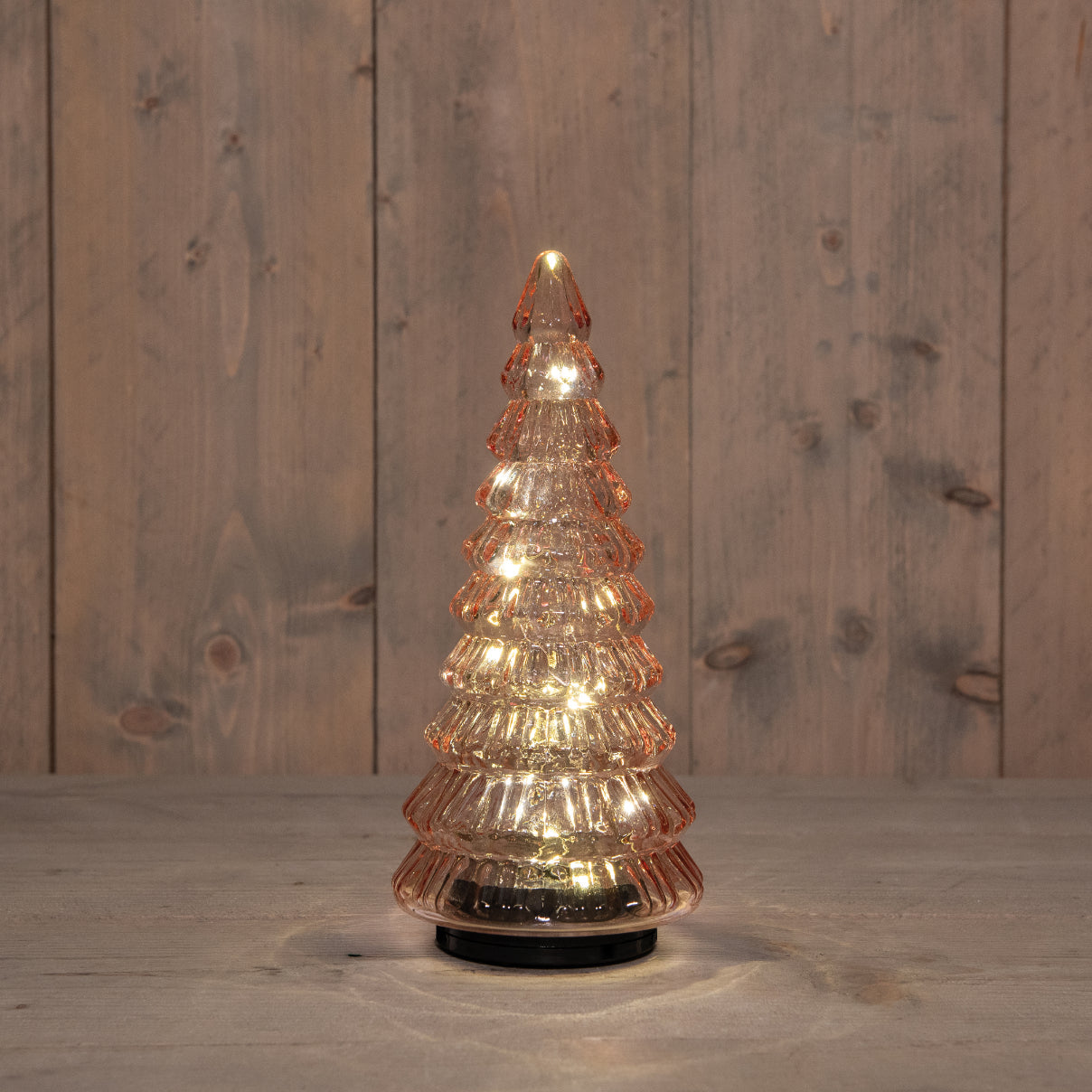 rosa roterende glasslykt til jul med LED