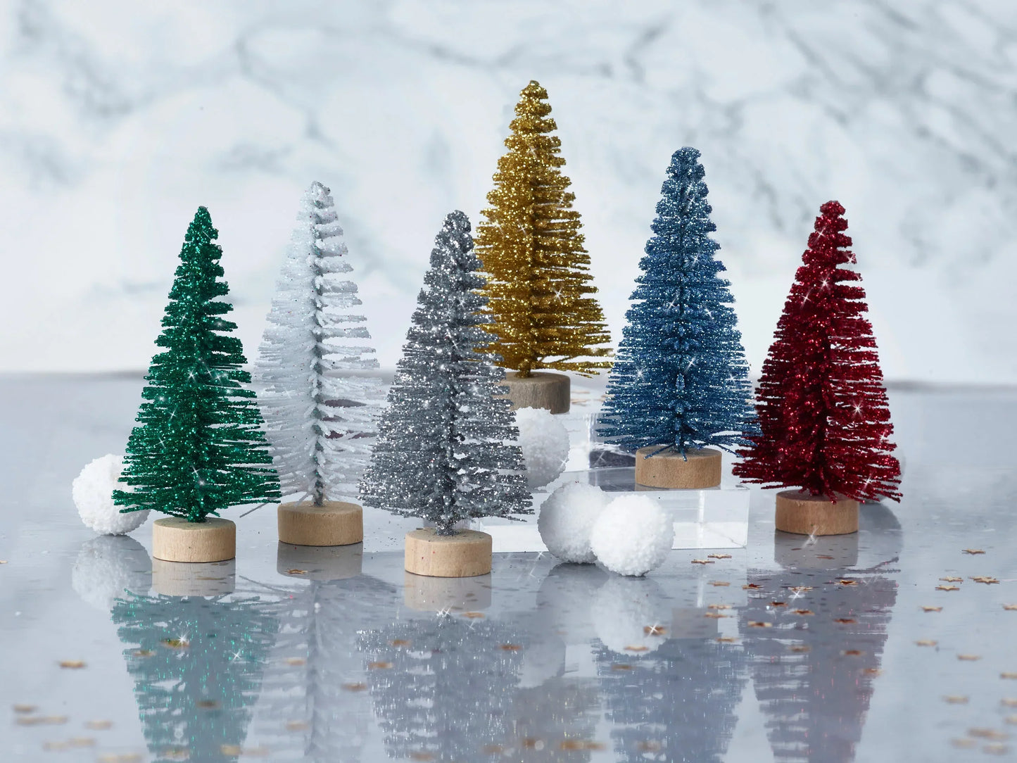 Smellbonbon med juletrær som glitrer - 6 stk - Juletrepynt.no