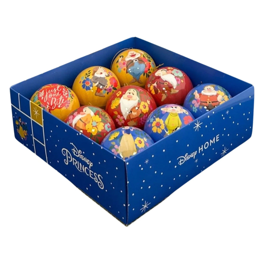 Julekuler med Snøhvit - Sett med 9 stk - Juletrepynt.no