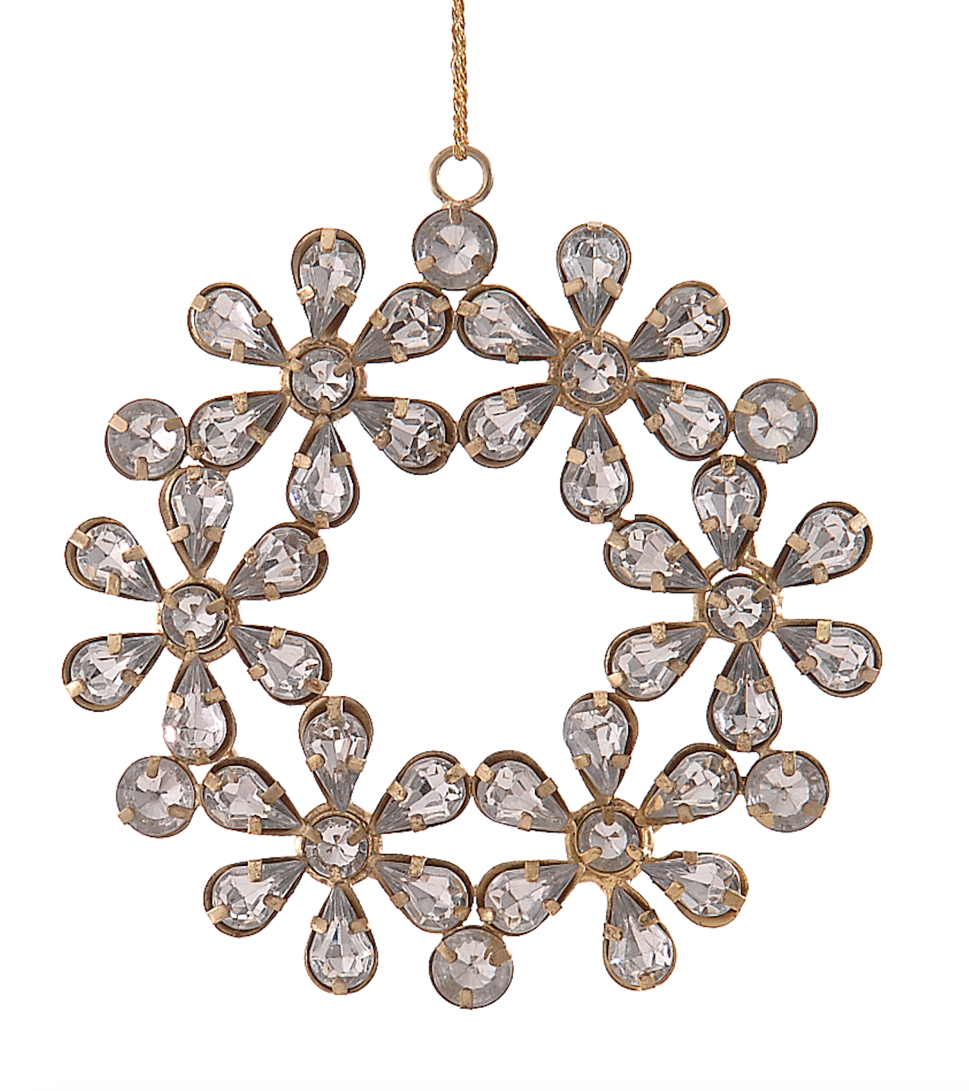 Juletrepynt glassdiamanter og gullramme - krans