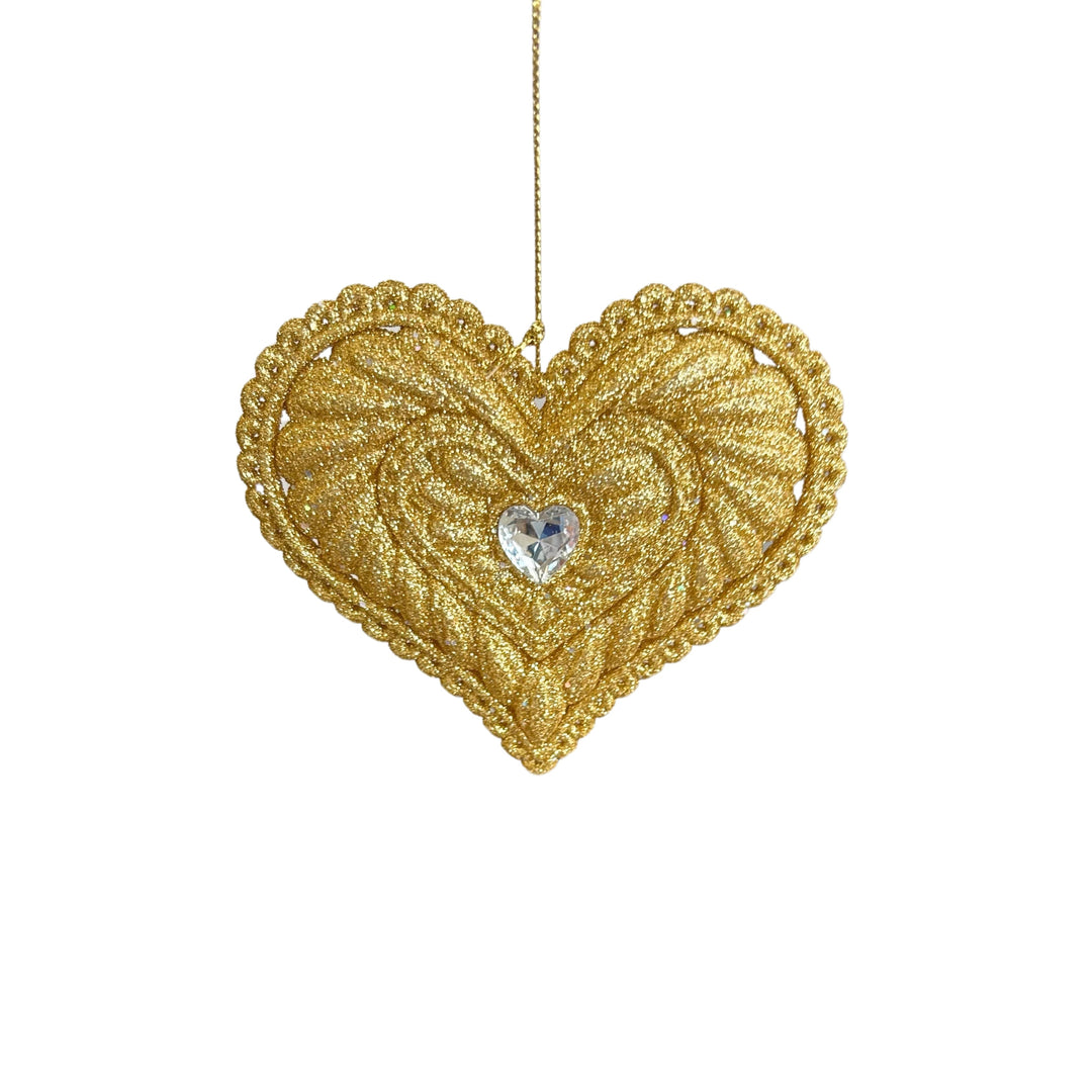Hjerte med glitter og glassdiamant