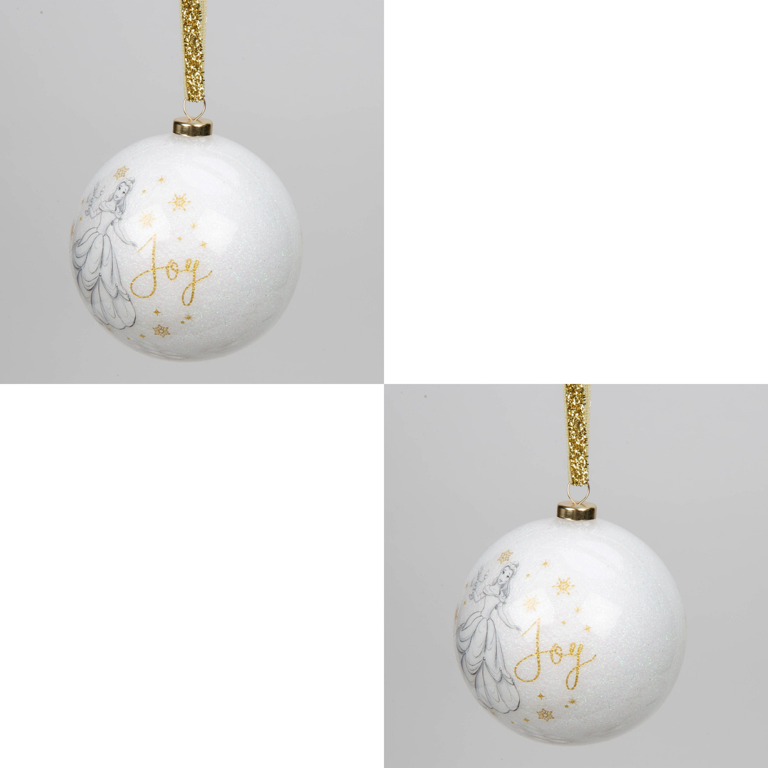 Disney julekule. Sett med 2 stk Bell julekuler (8cm ) (b-vare)