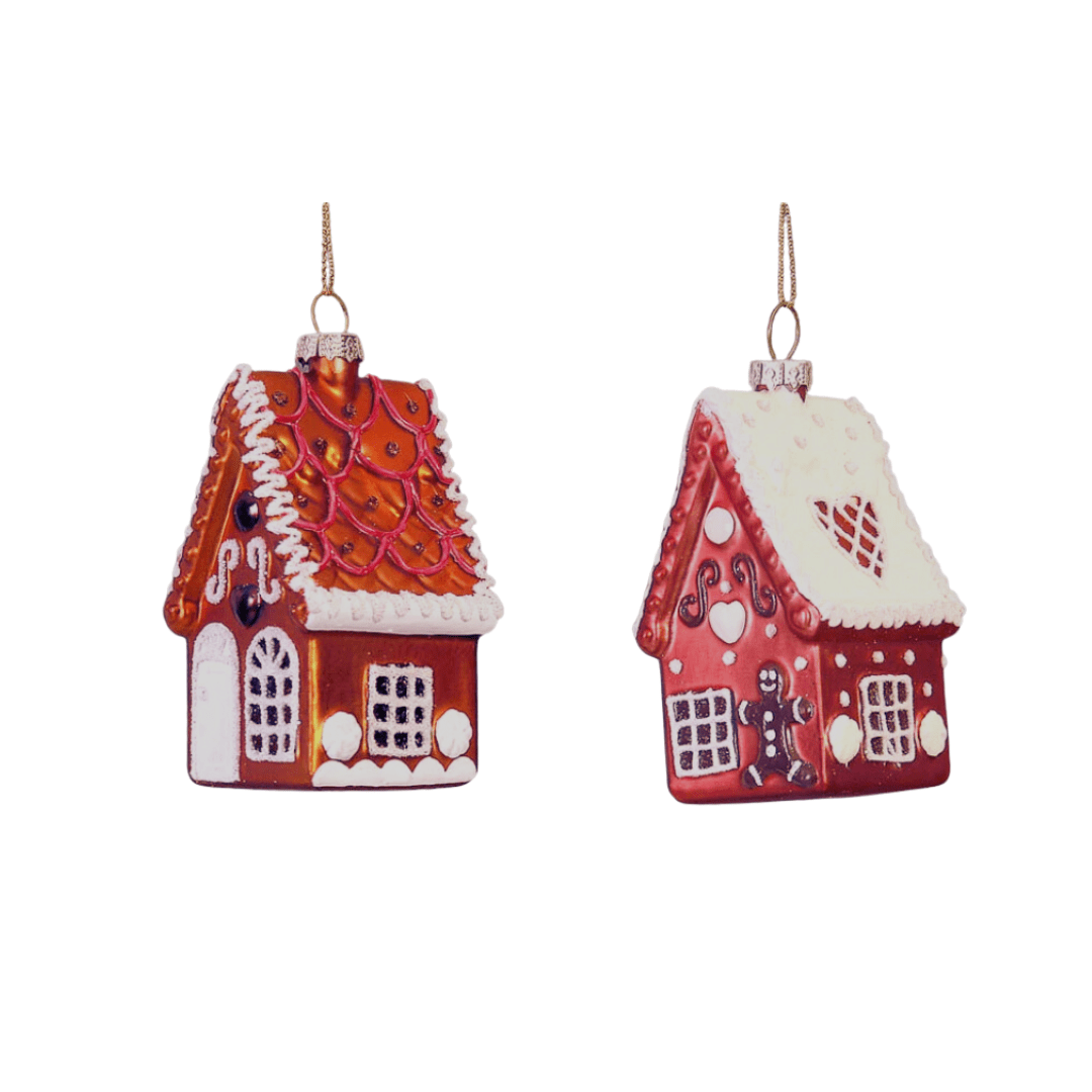 julekuler Pepperkakehus i glass, brun (10 cm)