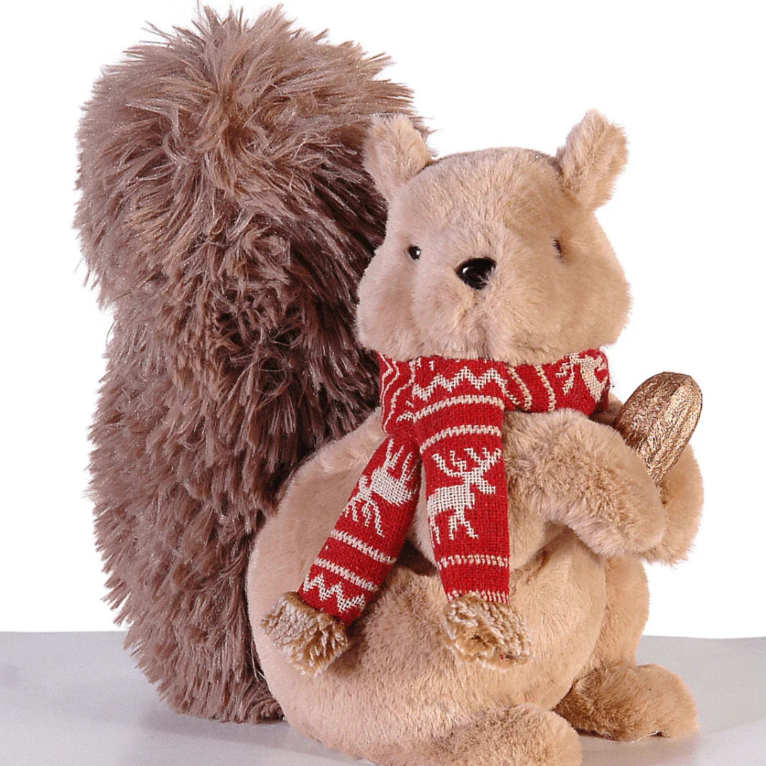 Ekorn med skjerf (26 cm) - Juletrepynt.no