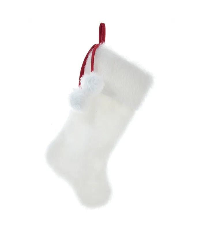 julestrømpe Hvit julestrømpe med dusker (52 cm)