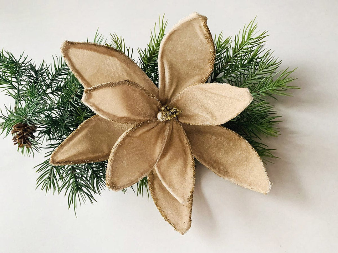 juletrepynt Blomst med klype, creme (22cm)
