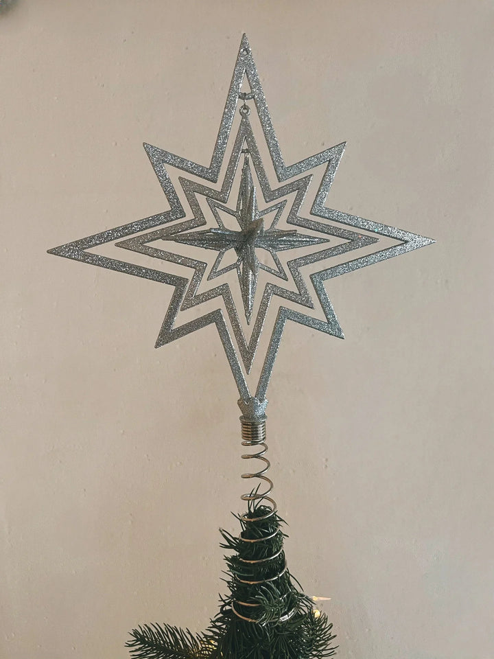 Toppstjerne (25 cm) - Juletrestjerne - 3D design i sølv eller gull - Juletrepynt.no
