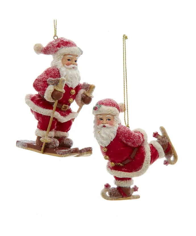 Julenissen på ski og på skøyter. Juletrepynt. Julepynt