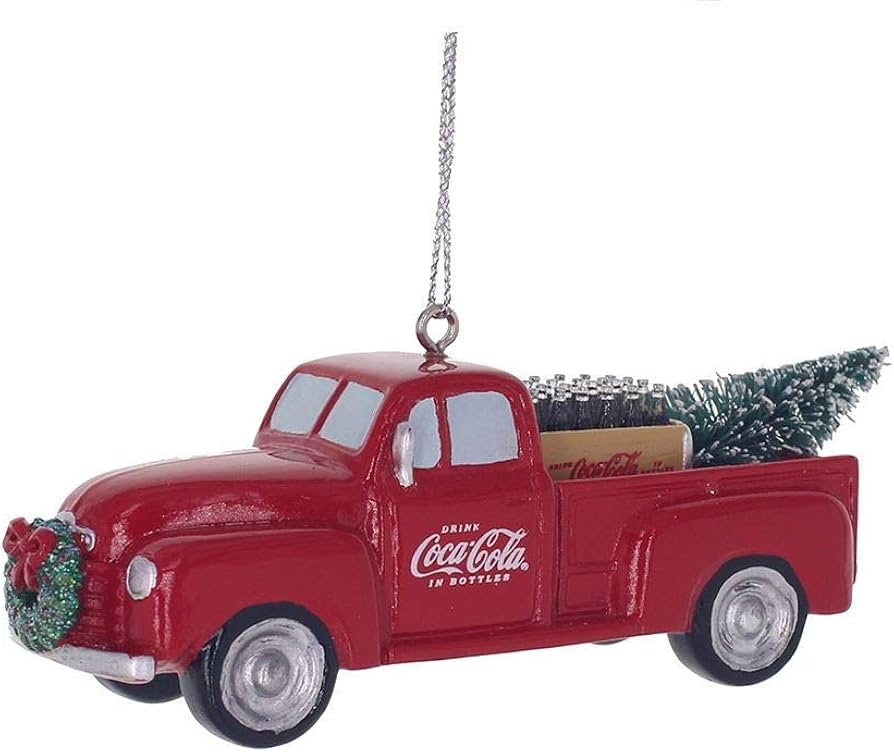 Cola pickup - cola bil med flasker og juletre - juletrepynt