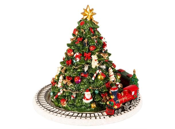 Julepynt Juletre m/roterende tog/musikk (16cm)