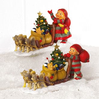 Julepynt Pobra nisse med slede, 1 stk (6cm)