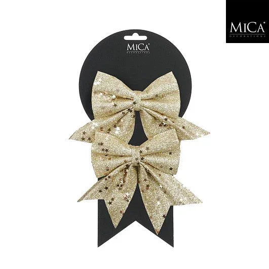 Topakning med sløyfer til jul - champagne eller rød - Juletrepynt.no