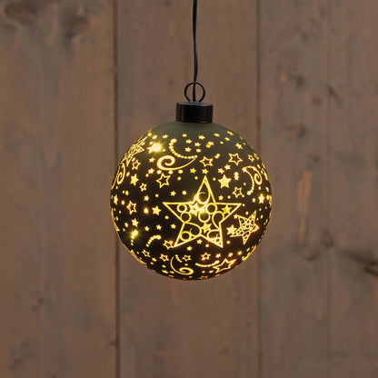 Dekorkule i sort glass – 10 cm - Juletrepynt.no