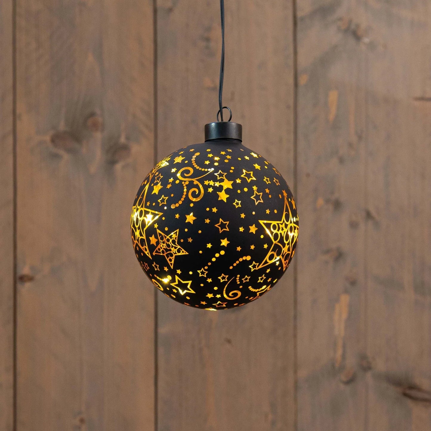 Dekorkule i sort glass – 12 cm - Juletrepynt.no