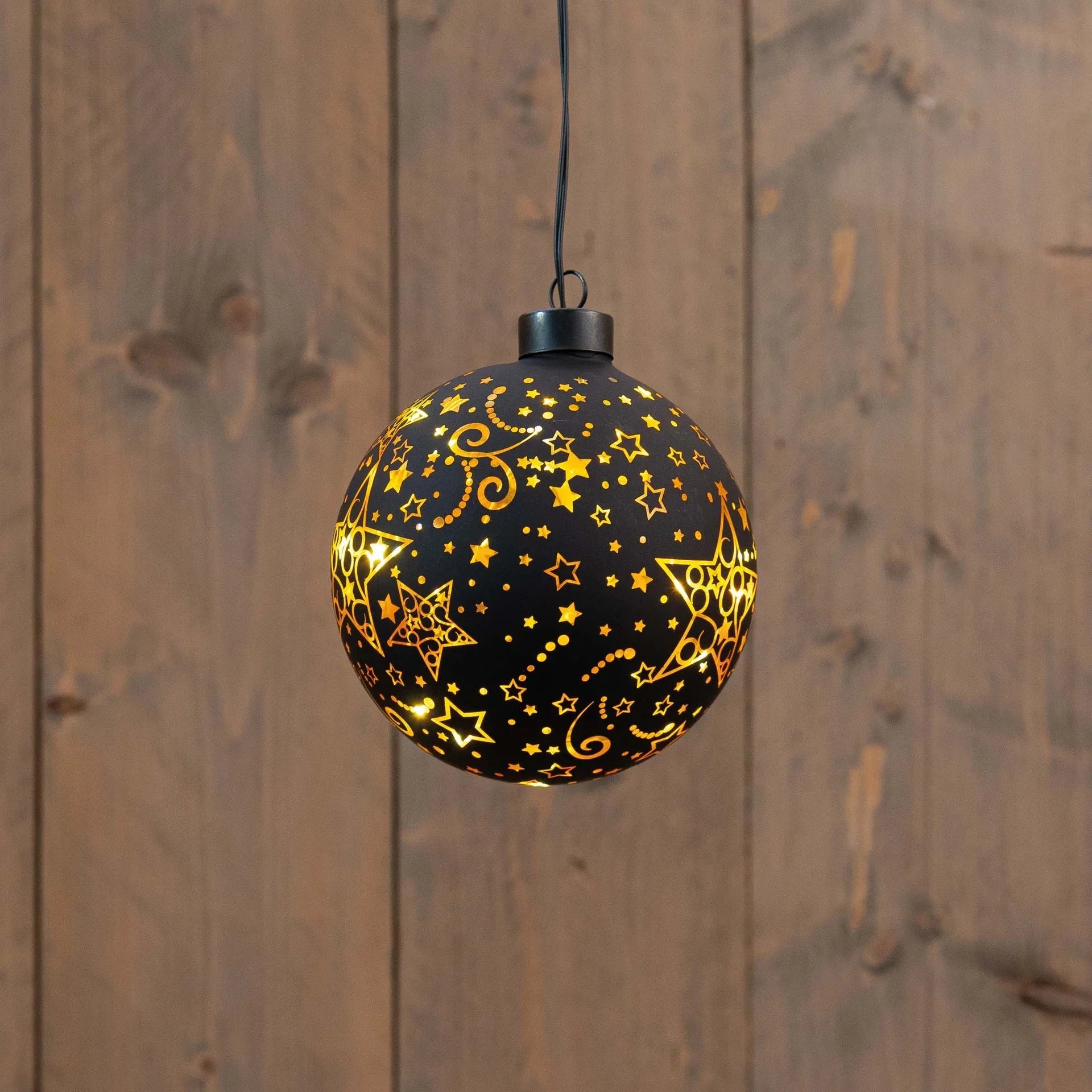 Dekorkule i sort glass – 12 cm - Juletrepynt.no