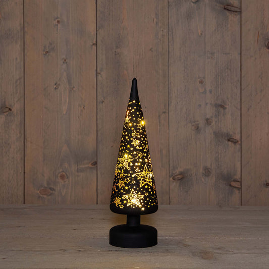 Juletre i sort og gull - glasslykt til jul - 9x30 cm - Julelysbutikken.no