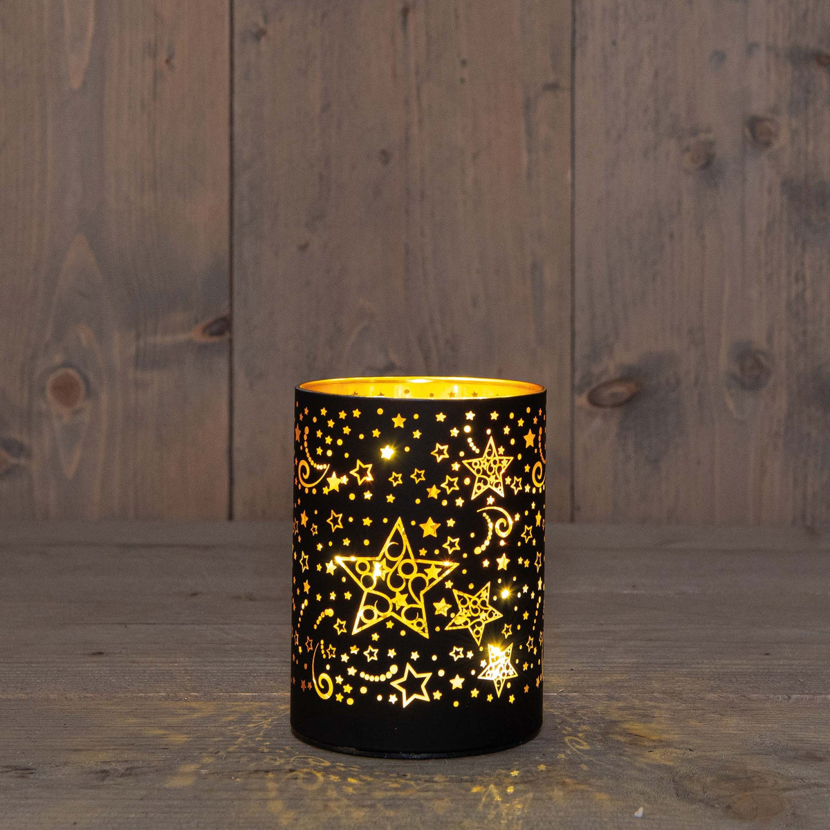 Sort LED-lykt - 12x9 cm - Juletrepynt.no