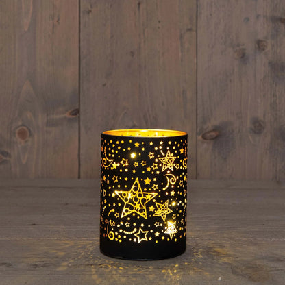 Sort LED-lykt - 12x9 cm - Juletrepynt.no