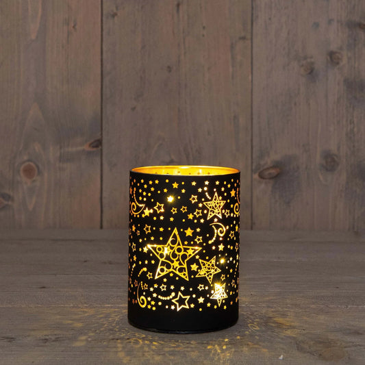 Sort LED-lykt - 12x9 cm - Juletrepynt.no