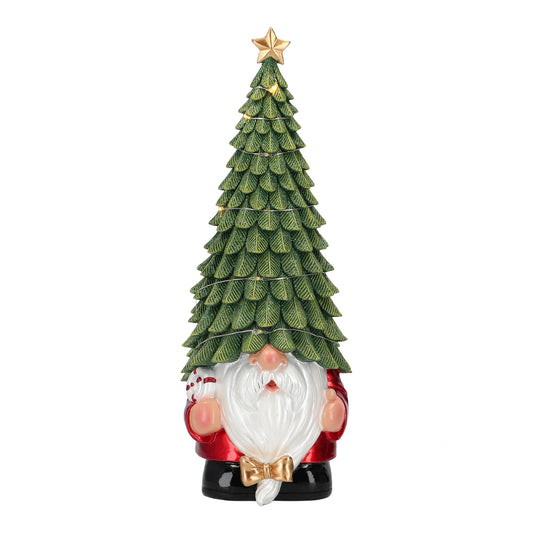 Nisse med LED-tre på hodet - gnom - grønn - Julelysbutikken.no