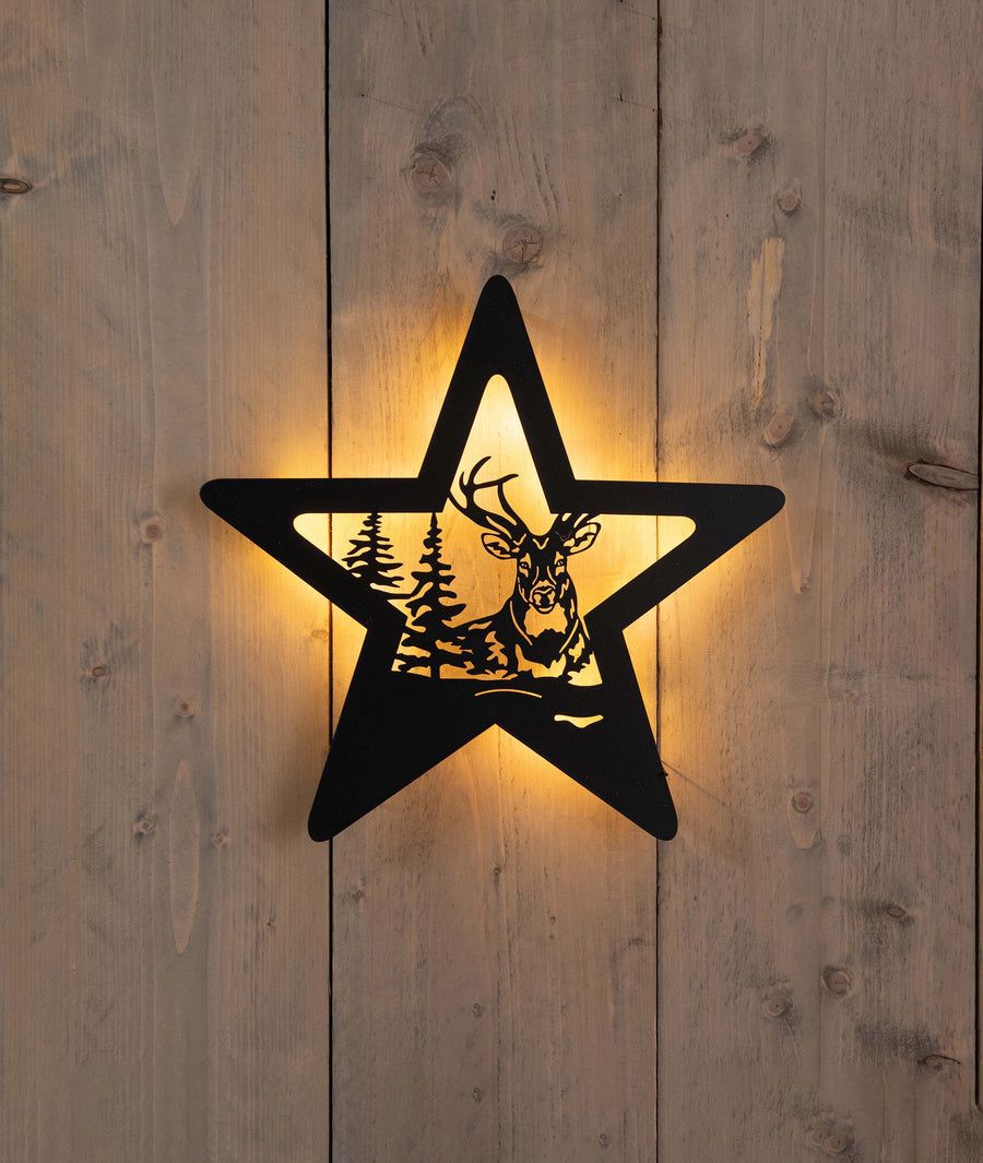 Stjerne - vegglampe - hjort - ledlys