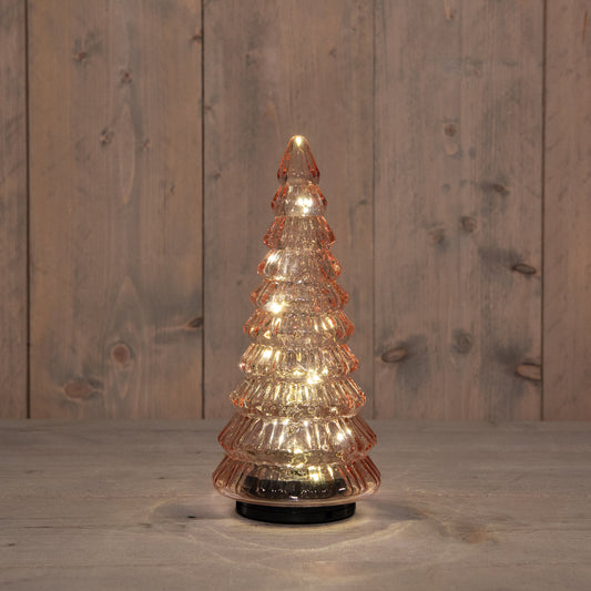 rosa roterende glasslykt til jul med LED