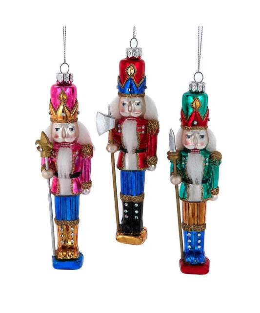 Sett med 3 nøtteknekker-soldater - 17 cm - juletrepynt i glass - Juletrepynt.no
