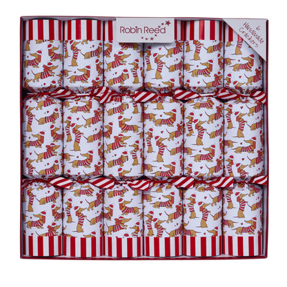 Sausage Dogs smellbonbon med rødt og hvitt candy cane-inspirert design