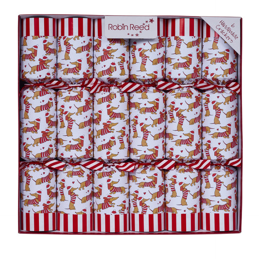 Sausage Dogs smellbonbon med rødt og hvitt candy cane-inspirert design