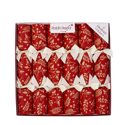 Rød smellbonbon med hvit sløyfe - 6 stk - 35 cm - Juletrepynt.no