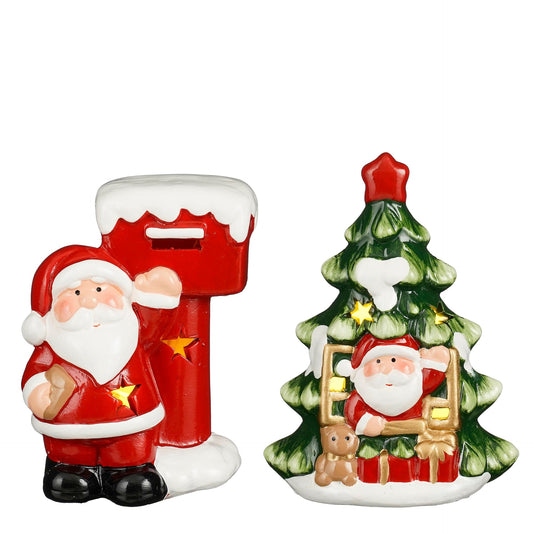 Julenisse med postkasse og juletre - 2 dekorasjoner i sett - Julelysbutikken.no