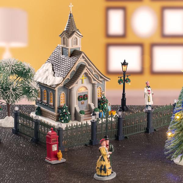 Startsett til juleby - Kirke med tilbehør - Juleby fra Lemax