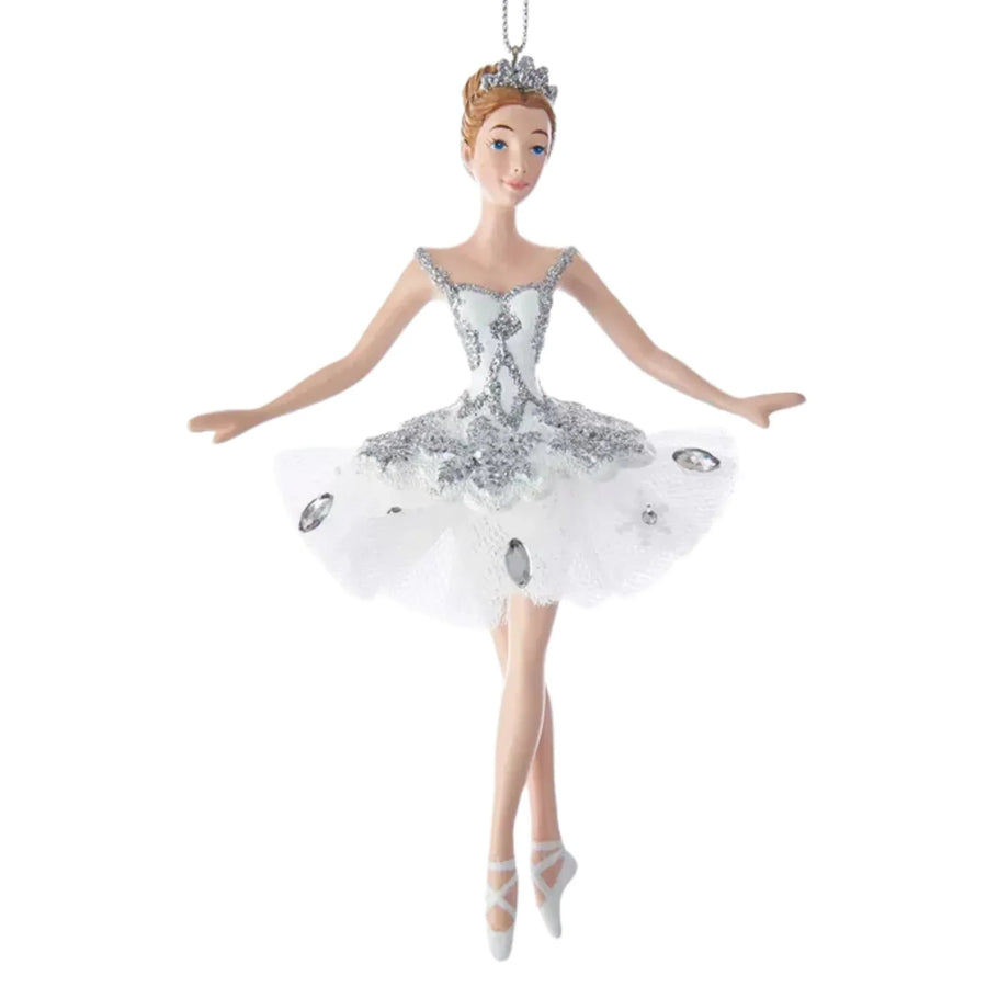 Ballerina juletrepynt med hvit kjole julepynt