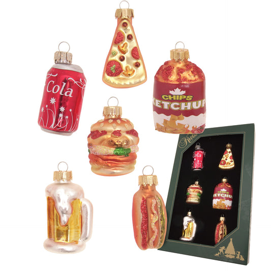 Sett med juletrepynt - 6 ulike matvarer