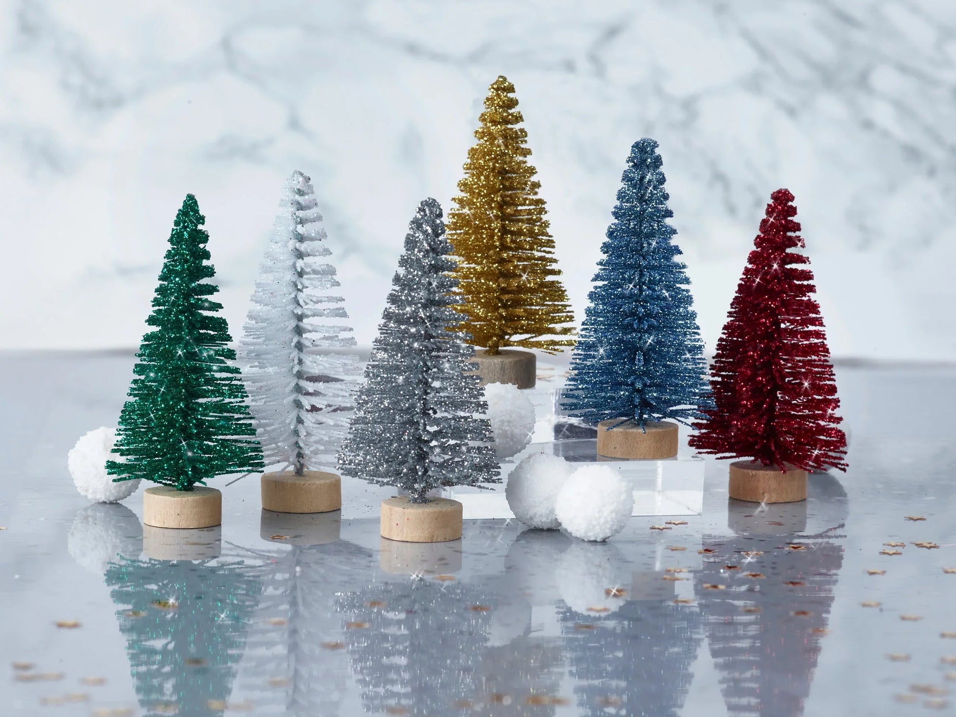 Smellbonbon med juletrær som glitrer - 6 stk - Juletrepynt.no