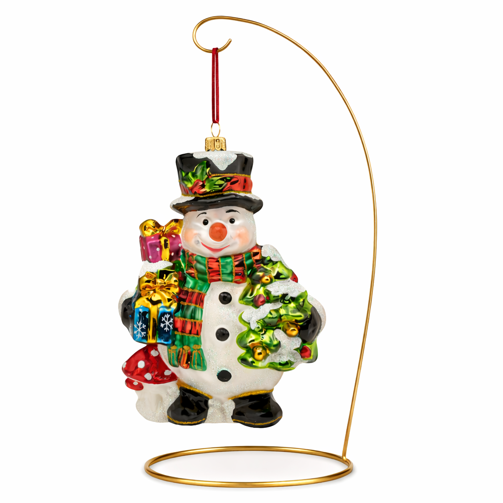 Snømann - glassfigur - juletrepynt
