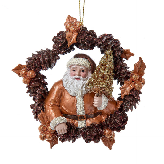 Julenisse i krans - unik julekule 11,5 cm