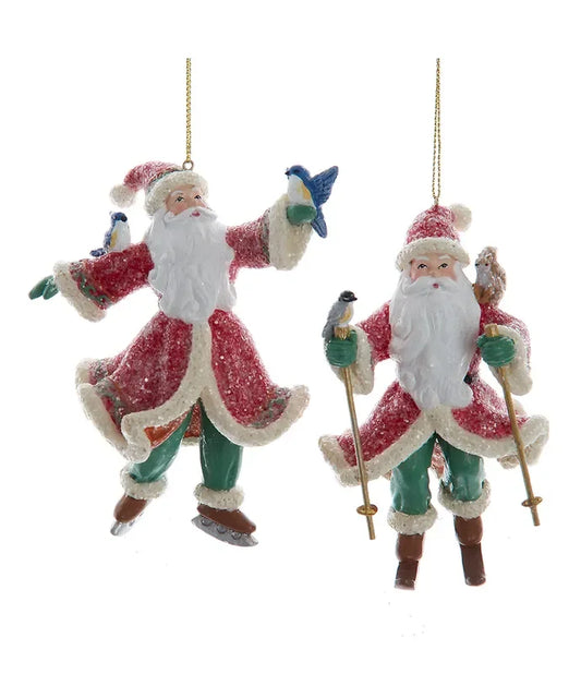 Sett med 2 nisser på 12,5 cm som står på ski og skøyter - juletr - Juletrepynt.no