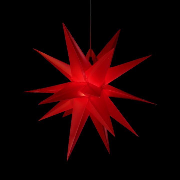 Rød stjerne med mange kanter - 3D - 45cm