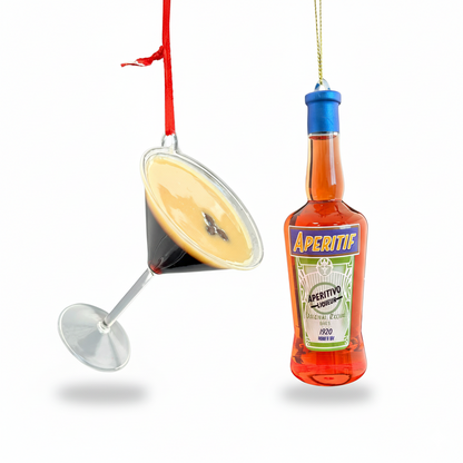 Sett med Aperol og Espresso Martini Glass - Juletrepynt