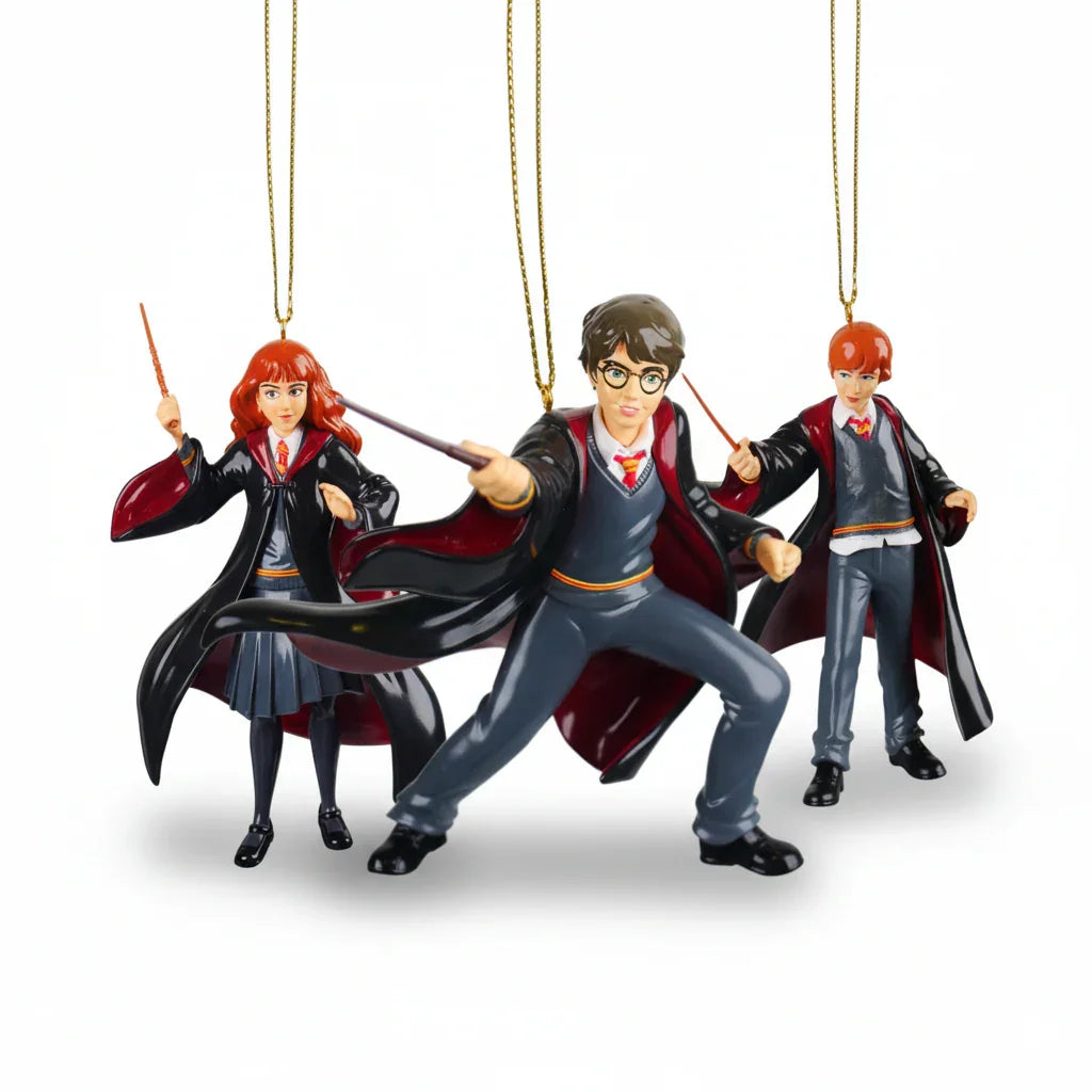 Sett med Harry Potter juletrepynt - Harry, Hermine og Ronny - Juletrepynt.no