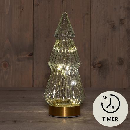 Lykt med timer - gjennomsiktig glass - 10x23,5 cm