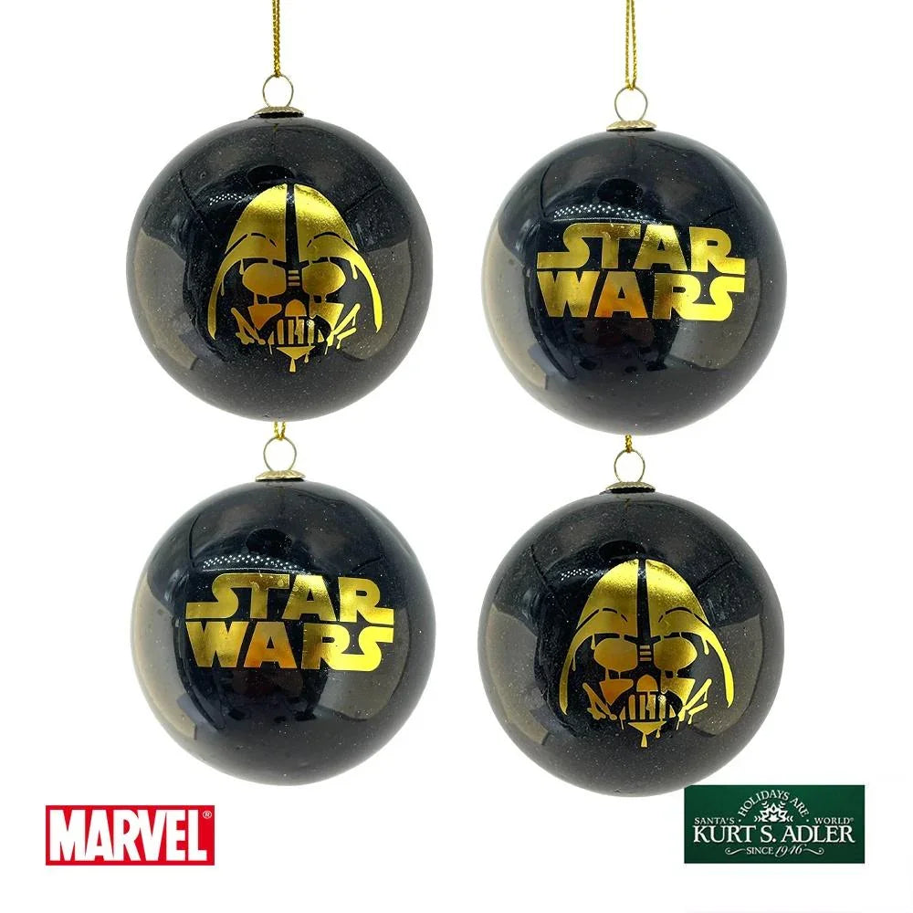 Sett med 4 Star Wars julekuler 75mm - Juletrepynt.no