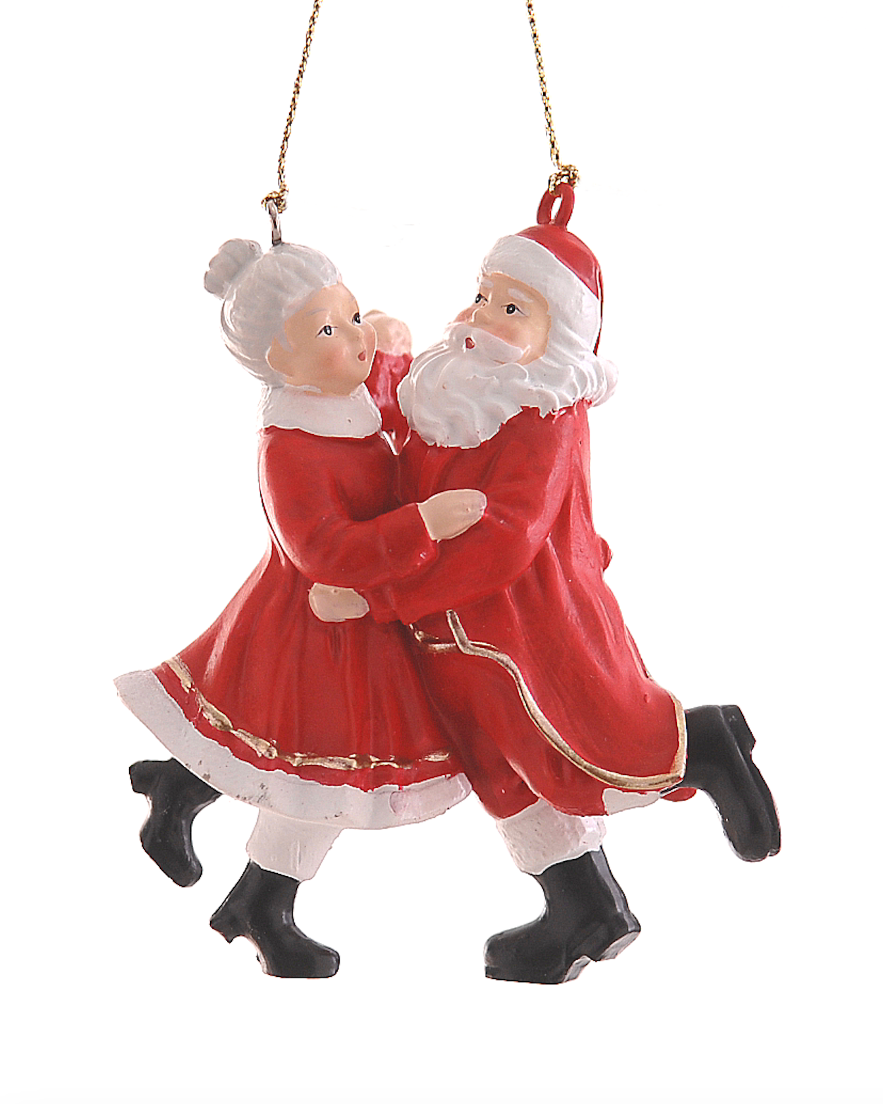 Julepynt til juletre. Julenissen og nissemor danser