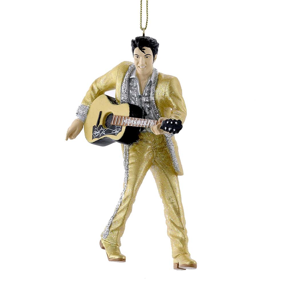 Elvis i gulldress med gitar