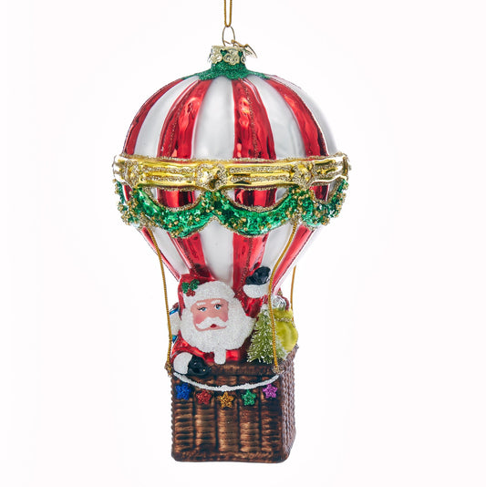 Julenissen i luftballong - glass julekule